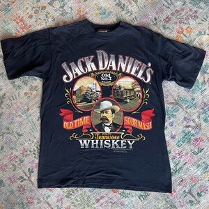 Jack Daniel’s Vintage Graphic Tee Men’s XL Black Old No. 7 Whiskey Shirt